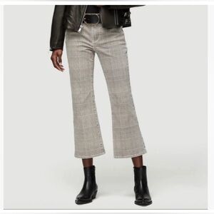Frame women’s size 25 Le Crop Mini Boot Pine Plaid Pants Grey White classic